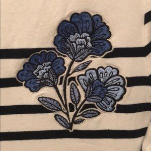 LOFT short sleeve navy & white striped dress